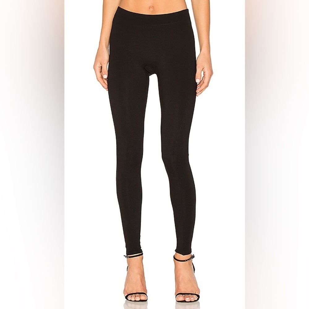 Halston Heritage Slim Fit Fine Ribbed Knit Pull On Leggings Black Sz Large